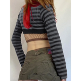 90s Grunge Style Striped Cropped Top