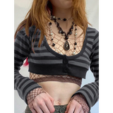 90s Grunge Style Striped Cropped Top
