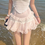 Angelic Lace Ruffle Mini Skirt
