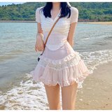 Angelic Lace Ruffle Mini Skirt