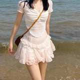Angelic Lace Ruffle Mini Skirt