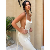 Lace Up Backless Dress
