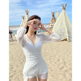 Mesh Low Cut Backless Swimsuit – Korean Beach Dress Biquinis 2025