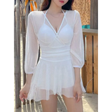 Mesh Low Cut Backless Swimsuit – Korean Beach Dress Biquinis 2025