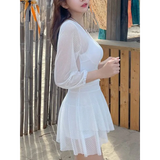 Mesh Low Cut Backless Swimsuit – Korean Beach Dress Biquinis 2025