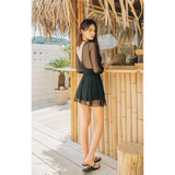 Mesh Low Cut Backless Swimsuit – Korean Beach Dress Biquinis 2025