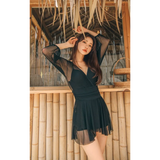 Mesh Low Cut Backless Swimsuit – Korean Beach Dress Biquinis 2025