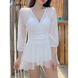 Mesh Low Cut Backless Swimsuit – Korean Beach Dress Biquinis 2025