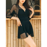 Mesh Low Cut Backless Swimsuit – Korean Beach Dress Biquinis 2025