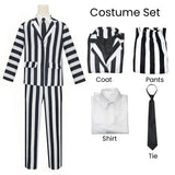 Beetlejuice Cosplay Suit – Black & White Striped Costume Set