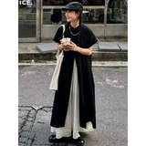 Black Oversized Kimono Shirt Dress – Gothic Casual Summer Style