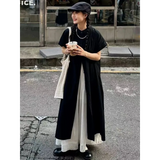 Black Oversized Kimono Shirt Dress – Gothic Casual Summer Style