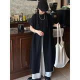 Black Oversized Kimono Shirt Dress – Gothic Casual Summer Style
