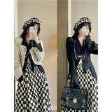 Black Pleated Gothic Harajuku Blouse – Button-Up Long Sleeve