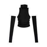 Bold Cutout Turtleneck Crop Top