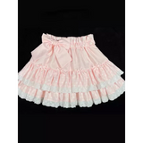 Sweet Bow Lace Ruffles Pleated Skirt - Kawaii Cake Skirt