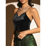 Butterfly Embroidery Mesh Velvet Cami
