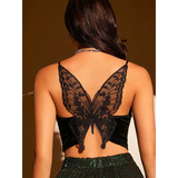 Butterfly Embroidery Mesh Velvet Cami