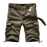 Patterned Button Cotton Cargo Trousers Shorts