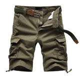 Patterned Button Cotton Cargo Trousers Shorts