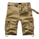 Patterned Button Cotton Cargo Trousers Shorts