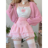 Pink Skirt With Cascading Ruffles