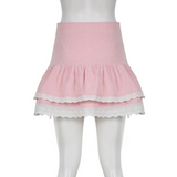 Pink Skirt With Cascading Ruffles