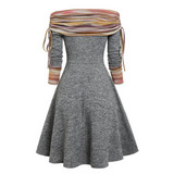 Cinched Striped Flare Dress