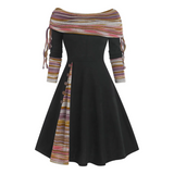 Cinched Striped Flare Dress