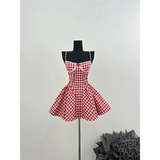 Coquette Plaid Mini Dress – Balletcore Gyaru Party Dress