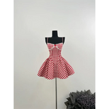 Coquette Plaid Mini Dress – Balletcore Gyaru Party Dress