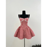 Coquette Plaid Mini Dress – Balletcore Gyaru Party Dress