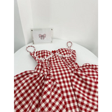Coquette Plaid Mini Dress – Balletcore Gyaru Party Dress