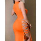 Cryptographic Black Sleeveless Dress