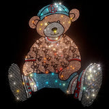 Cute Bear Cotton T-Shirt - Rhinestone Cartoon Top for Women