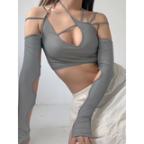 Cyber Punk Long Sleeve Crop Top