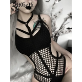 Sexy Dark Academia Gothic Hollow-Out Bodysuit