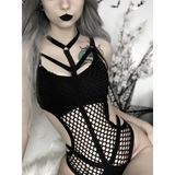 Sexy Dark Academia Gothic Hollow-Out Bodysuit