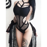 Sexy Dark Academia Gothic Hollow-Out Bodysuit