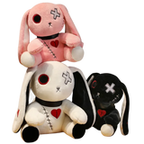 Dark Series Plush Bunny Toy - Gothic Rock Style Easter Rabbit Plushie