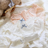 Double Bow Ruffle Panties – Mid-Waist Ice Silk Cotton Briefs