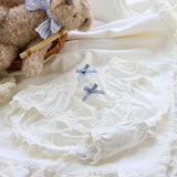 Double Bow Ruffle Panties – Mid-Waist Ice Silk Cotton Briefs