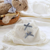 Double Bow Ruffle Panties – Mid-Waist Ice Silk Cotton Briefs