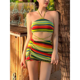 Bikini Set – High Waist Drawstring Skirt Korean Spice Style
