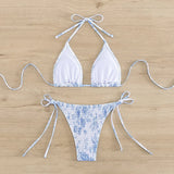 Ruched Floral Halter Bikini Set – Kawaii Beach Swimwear