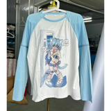 Dreamy Detachable Sleeve Tee – Kawaii Cat & Anime Harajuku Style Top