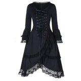 Elegant Gothic Lolita Dress - Big Bow Collar, Lace-Up Pleated Design