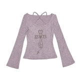 Embellished Cross Long Sleeve Tee – Spiritual Chic Top