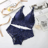 Lace Bra and Panty Set – Seamless Wire-Free Embroidered Lingerie