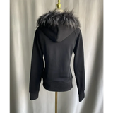Black Gothic Grunge Fur Hooded Jacket